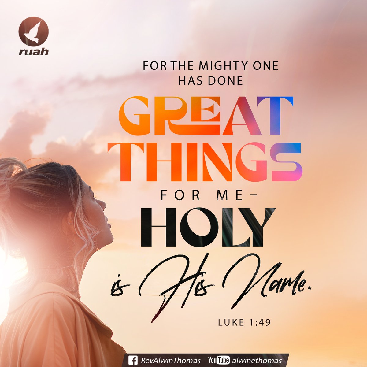 alwinthomas's tweet photo. For the Mighty One has done great things for me—Holy is His Name.
Luke 1.49
#dailybreath #ruah #ruahchurch #ruahministries #promiseverse #promiseoftheday #blessingword #wordofgod #holyishisname #luke https://t.co/MWB1vc2ovo