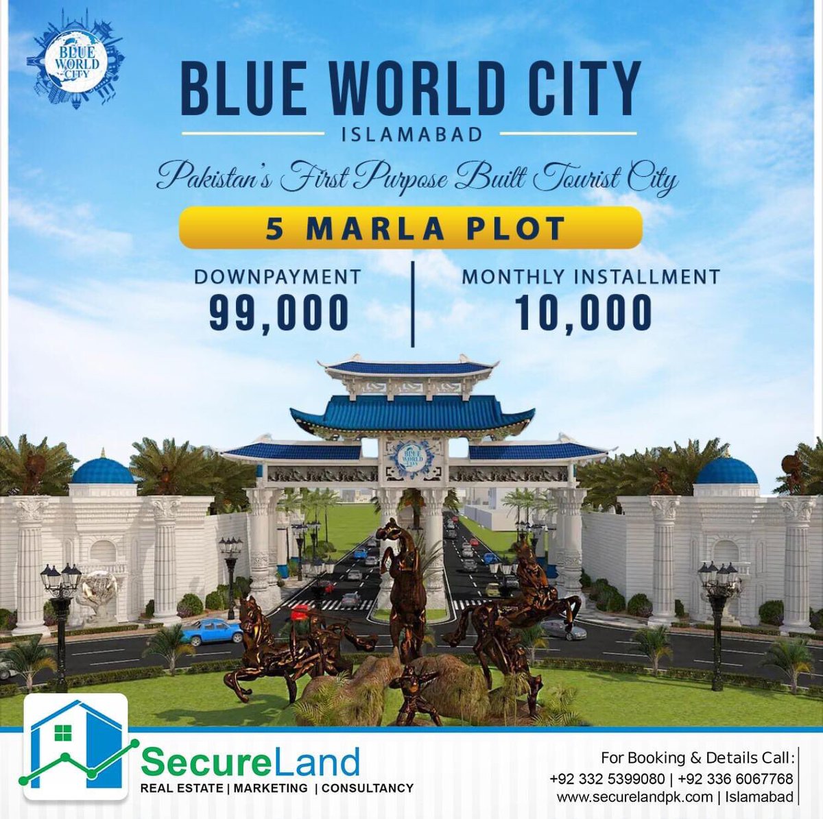 securelandpk's tweet photo. BLUE WORLD CITY ISLAMABAD 
Pakistan's first purpose built tourist city
5 Marla Plot (Down Payment 99,000) (Monthly installment 10,000)
.
Contact Us For More info
☎️ 03325399080, 03366067768
——
🏢 Securelandpk https://t.co/1degSUkMWt