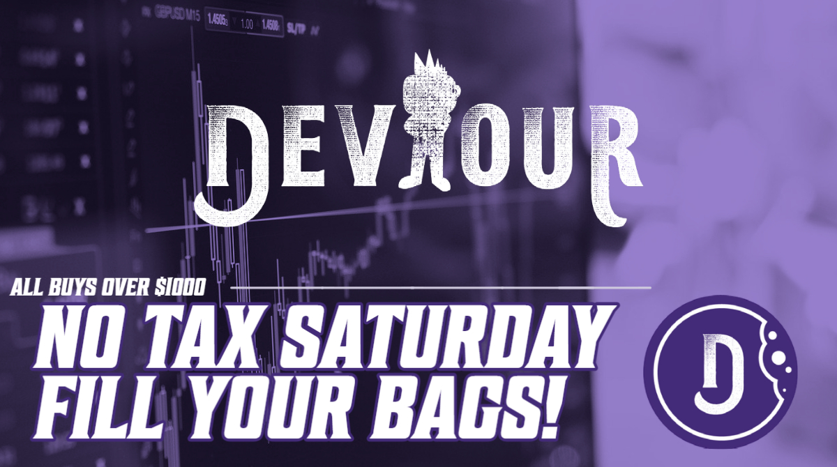 GoDevour's tweet photo. Fill your bags on No Tax Saturday. All buys over $1000 until 11:59pm 3/26/22 will receive their taxes back in $RESTAURANTS bonus! Buy @DevourToken today.  
https://t.co/kKVKqxKhIT
#restaurants #notax #crypto #altcoin #Next100xGems #restaurantcrypto #devourtoken #ETH #tokenbonus https://t.co/VUcRqBvNiL
