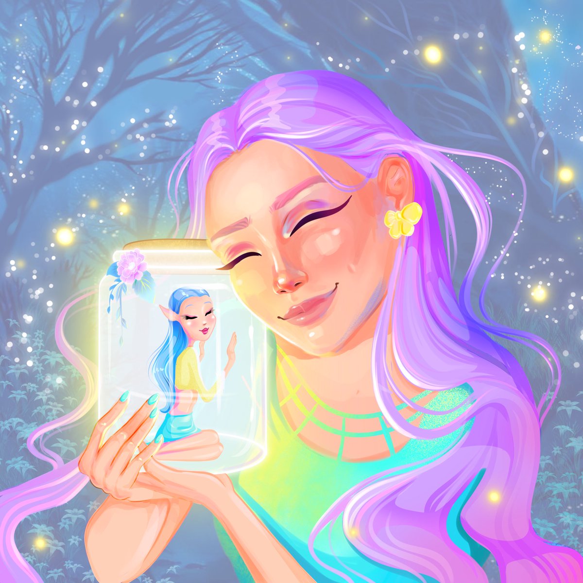 Sophiibn's tweet photo. This is my submission for the @PixieJarsNFT Art Contest 🤗 it was really fun working on it and thank you for this amazing contest🌸🌸🌸 #PixieJarsArtContest https://t.co/ERwQH89ISj