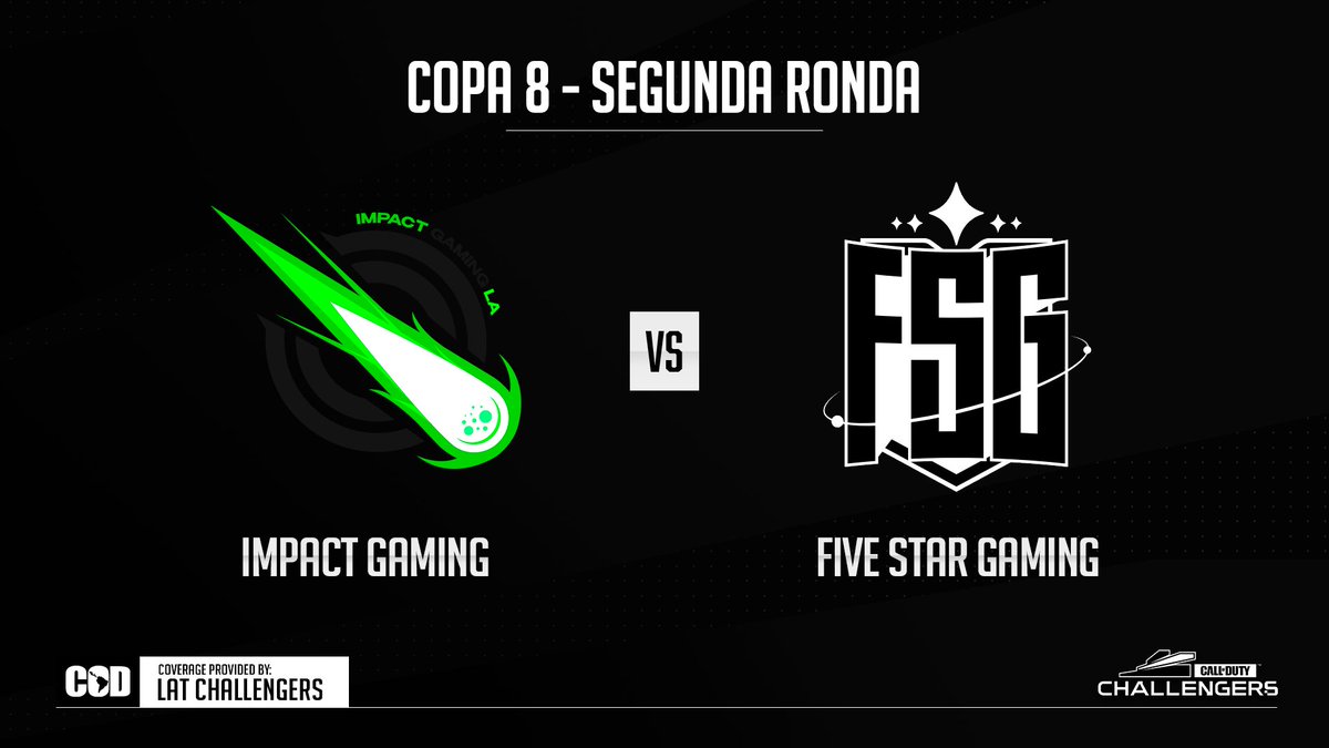 Copa 8 de #LATAMChallengers | Partido de segunda ronda

(Partido de clasificación al Top8)

<a href="/ImpacT_GamingLA/">ImpacT Gaming</a> @RelazedXO @Setzyy_ <a href="/SlasherKennedy/">Diego Jr</a> <a href="/ZamuFPS/">Zamu</a>
🆚
<a href="/efivestargaming/">Five Star Gaming</a> @KidBotero <a href="/ITraDex_/">ITraDex</a> @NrNashee <a href="/SlaayerAR/">Sebastián</a>

twitch.tv/damorettv