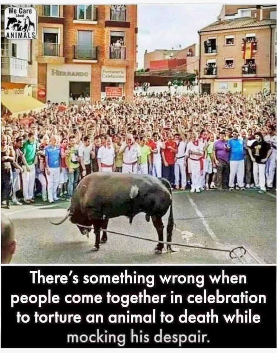 angie_karan's tweet photo. A beautiful animal standing there TOTALLY broken amidst all those jeering heartless humans💔

We're not “humankind”. We're certainly not the superior species we like to think we are.

There's no place in a civilized society for barbaric “traditions” &amp; behaviour. #choosecompassion https://t.co/EZ2m2WGHAz