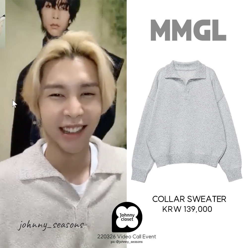 Johnny_closet's tweet photo. 220326 video call 쟈니 니트 / 스웨터 정보
-Johnny sweater info.
#MMGL #엠엠지엘
#쟈니 #JOHNNY
#JOHNNYSUH #서영호
#NCT #NCT127
(Pic: @johnny_seasons) https://t.co/SdFfAU89jp