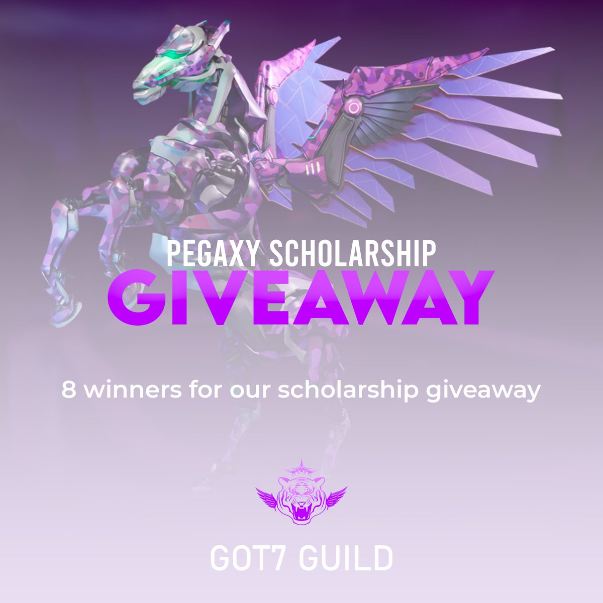 GOT7Guild's tweet photo. Pegaxy Scholarship Giveaway!

Follow @GOT7Guild
RT + Like ♻️❤️
Tag 3 friends
Discord: https://t.co/cTgb9TE38e

End in 7 days, 8 winners!

You need to be on Discord to win, we'll check!

We'll have events on our server like Rumble Royale and Gartic.

💜GOT7 a blockchain community! https://t.co/25y6bXccPv