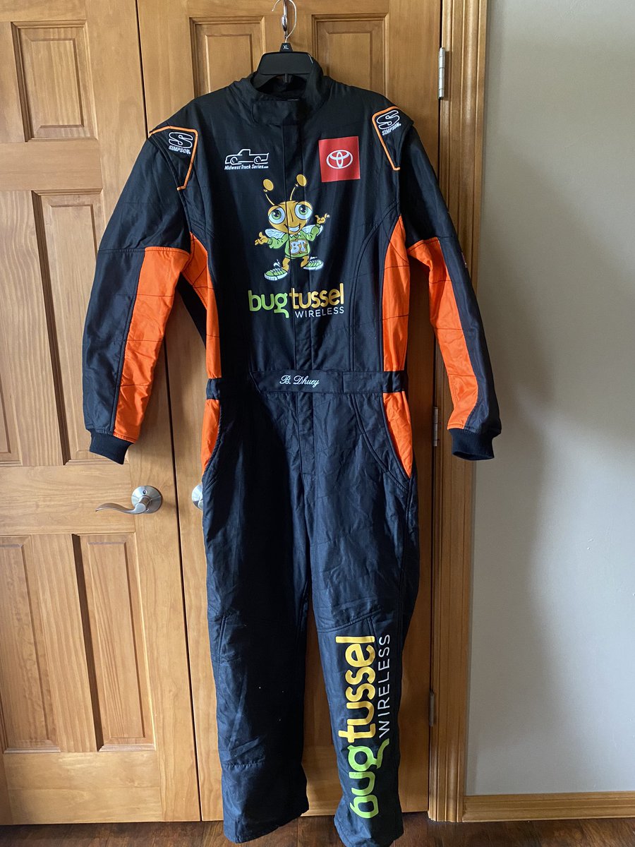 BrandonDhuey's tweet photo. 2022 pit crew shirts and drivers suit have arrived. 2 weeks till the kick off of the 2022 midwest truck series. @bugtusswireless @ToyotaRacing #midwesttruckseries #letsgotrucking https://t.co/GT0T2Gtam4