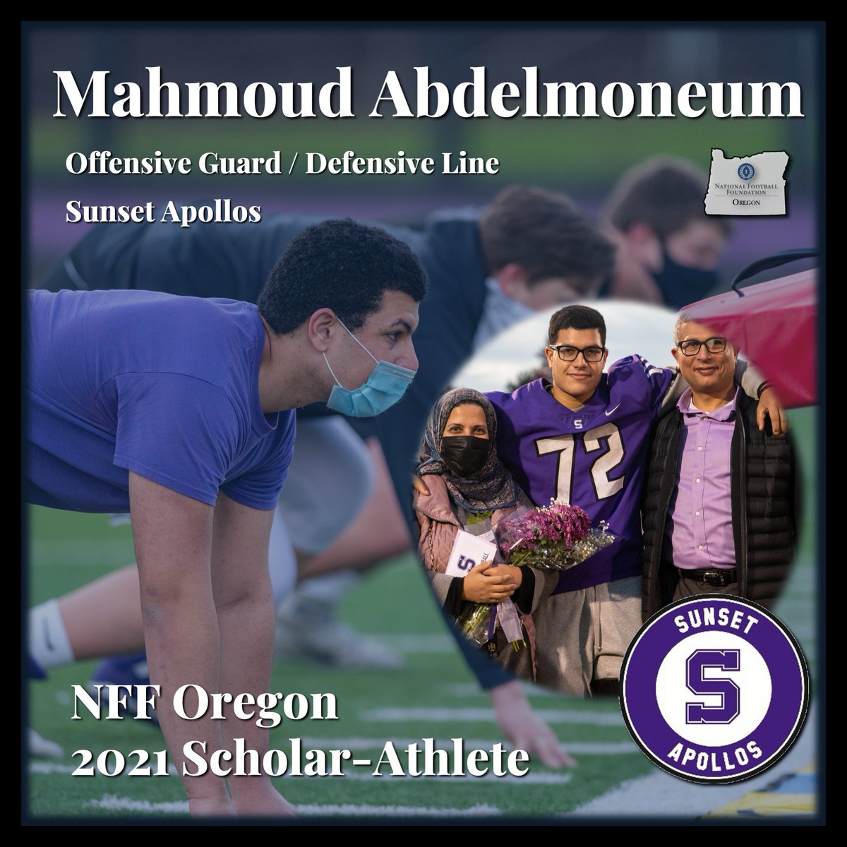 Celebrating the 2021 NFF Oregon Scholar-Athletes 🏆

👤 Mahmoud Abdelmoneum (<a href="/MAbdelmoneum/">Mahmoud Abdelmoneum</a>)
🎓 Sunset High School
🏈 OG / DL

<a href="/SunsetFootball/">Sunset Football</a> <a href="/NFFNetwork/">National Football Foundation</a>