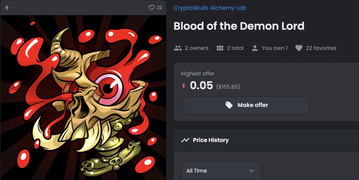 Just claimed 28 Demonic Bloods and 1 Blood of the Demon Lord for <a href="/Crypto_Skulls/">CryptoSkulls ☠️</a> V2! So impressed with all this team has done in just a couple months. 💀🩸

Still have 2 more to claim if I can figure out a way to rescue those skulls from Polygon 😂
