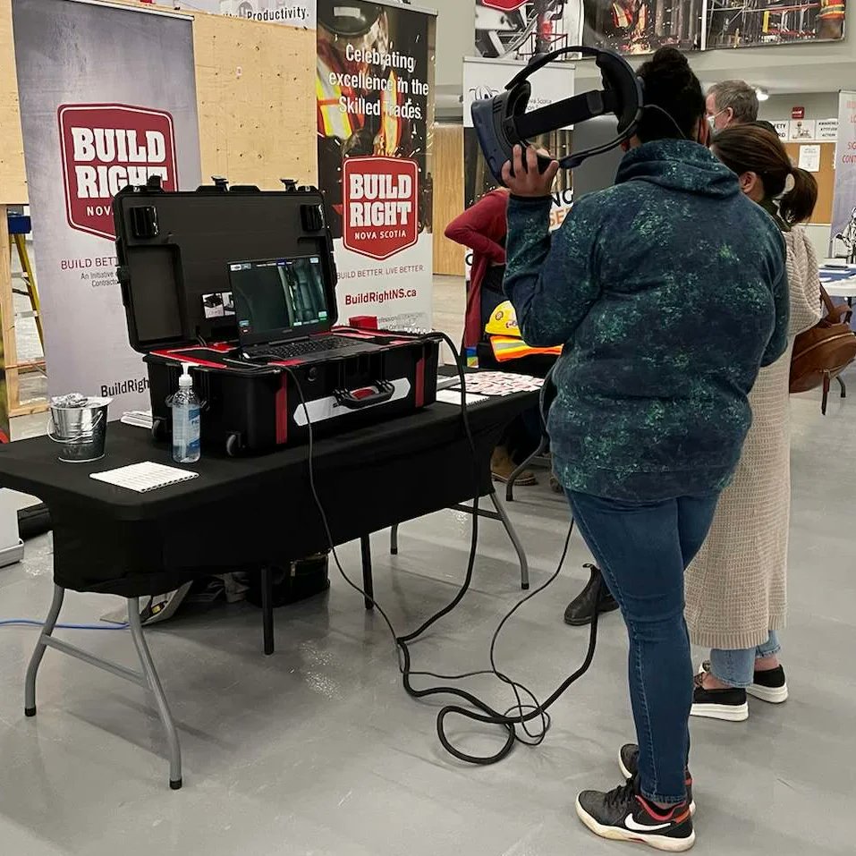 NSCSC_ICI's tweet photo. A few people trying their hand at painting today with our @SimSpray Virtual Painting Simulator at the @mainlandtrades Career Fair 🎨

#VirtualReality #SkilledTrades #DirectEntry #Apprenticeship https://t.co/wLzVWkD58l