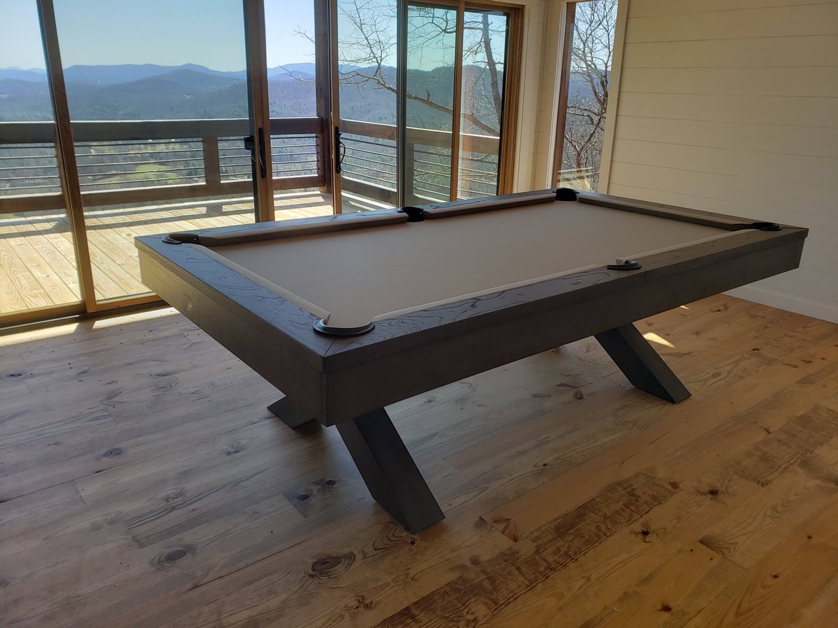 ProBilliards1's tweet photo. 8' CRISSYCROSS SLATE POOL TABLE BY NIXON BILLIARDS 
Genuine 1", three-piece slate
Genuine leather drop pockets
Meets all BCA standards! Professionally delivered and Installed today in the Georgia Mountains. #ThePoolTableGuy 🎱 
See pics of Mountain view!👀
#PoolTable #Billiards https://t.co/Nq0QFTvJxW