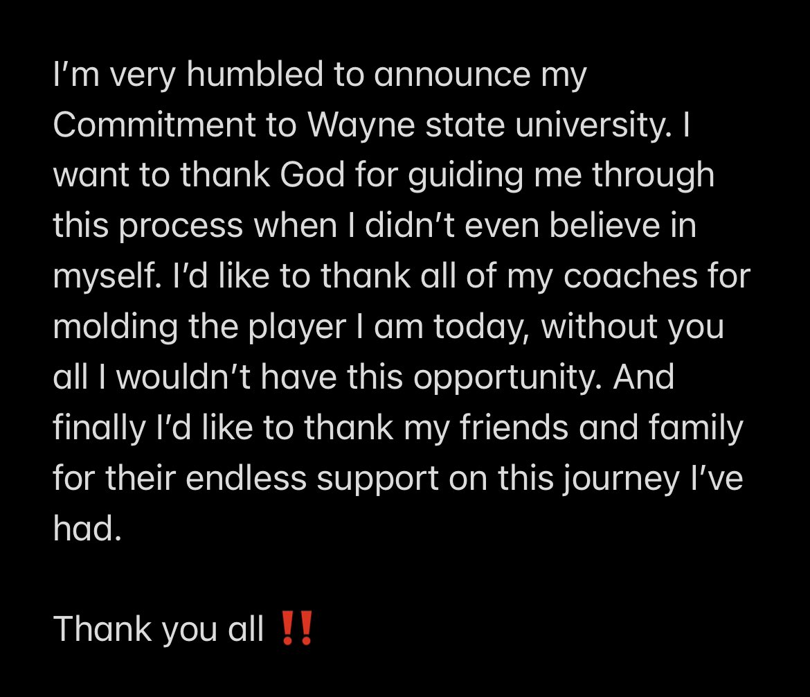 100% Committed 
#onewarrior
<a href="/WSUWarriorsFB/">Wayne State University Football</a> @Leefball1 <a href="/nvilleathletics/">Northville Athletics</a>