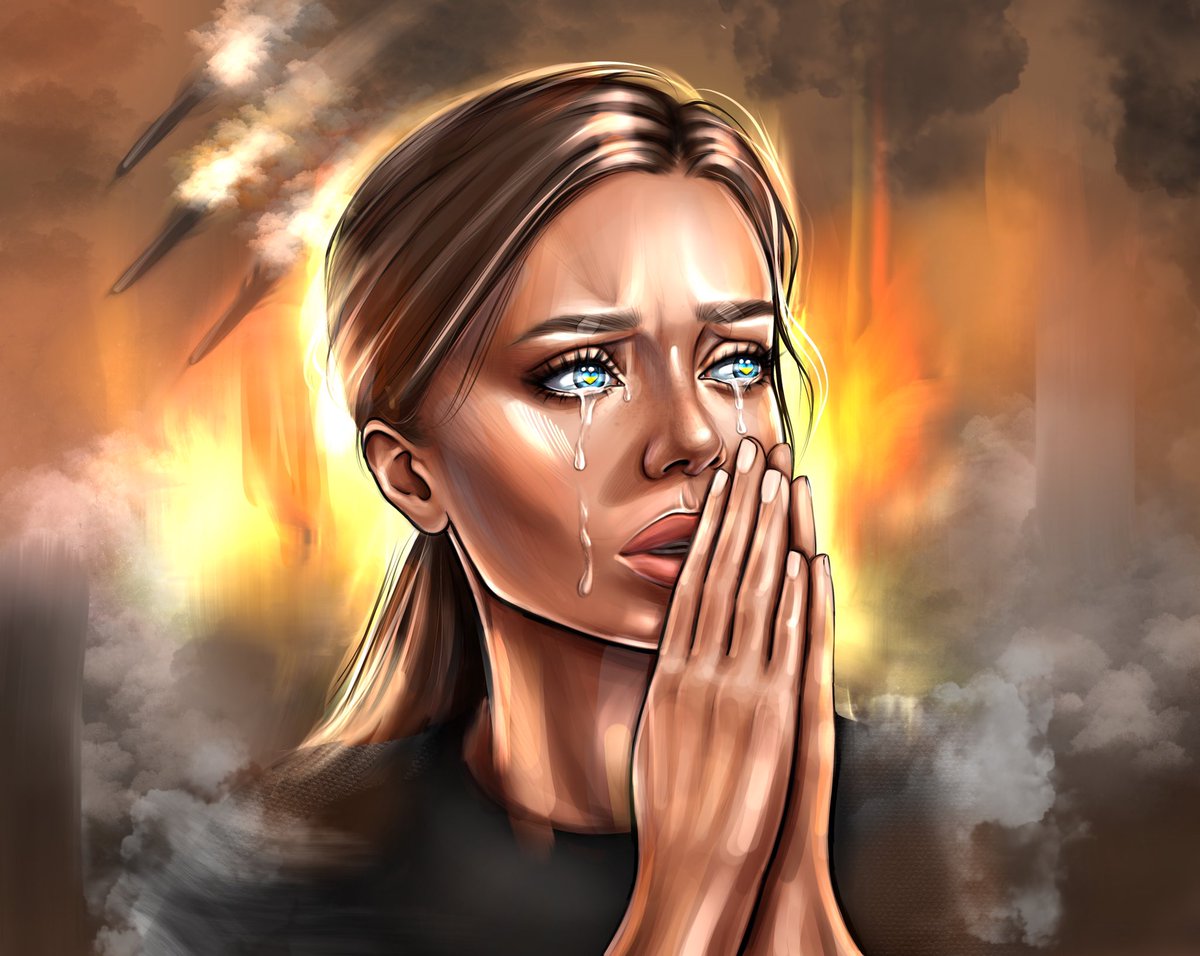 DanaShostak's tweet photo. Hi everyone! I’d like to present you my new art work.  
“Tears of Ukraine” is about the war in Ukraine🇺🇦 
This art is important to me and very close to my soul…because the war changed me and my normal routine life💔 
Thanks for your support🤍 #nft #NFTs
https://t.co/XXFhZRvmdJ https://t.co/5S4krnhyOa