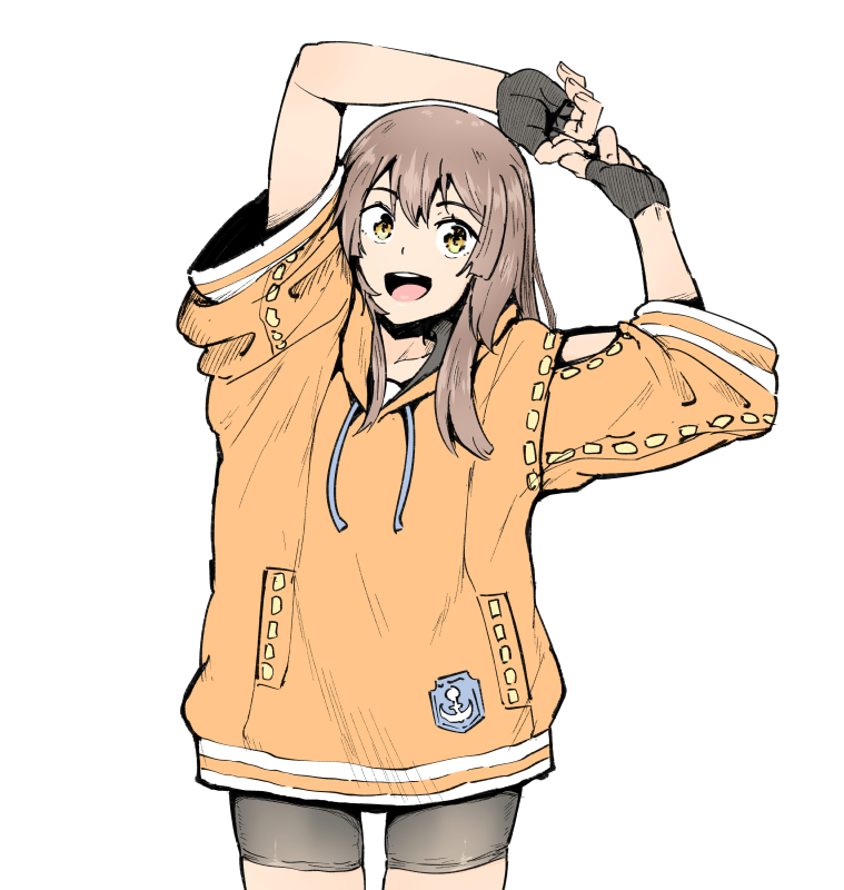 Anime girl in orange hoodie