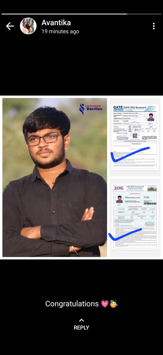 askbacillus's tweet image. Congratulating our beloved friend @Patelashutosh14 to keep us cheering by passing #IIT_JAM &amp;amp; #GATE #examination. Good wishes for his bright future. Announcing to present #Bacillus_of_the_year award to him.