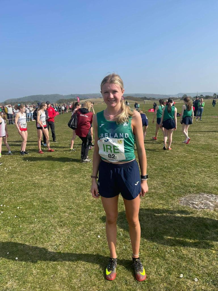 Such a proud moment. Year 10 pupil Isa McCarron representing Ireland for the first time at the  Cross country championships in Wales.