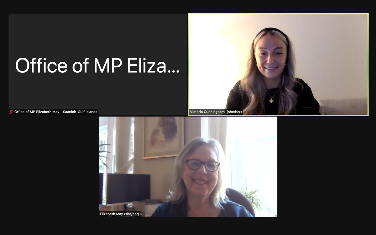 vicunningham's tweet image. It was an honour to speak with @ElizabethMay this week about women’s leadership in politics and environmental policy in Canada. Thank you @CanadianGreens and @RUWomeninHouse for this exciting experience!