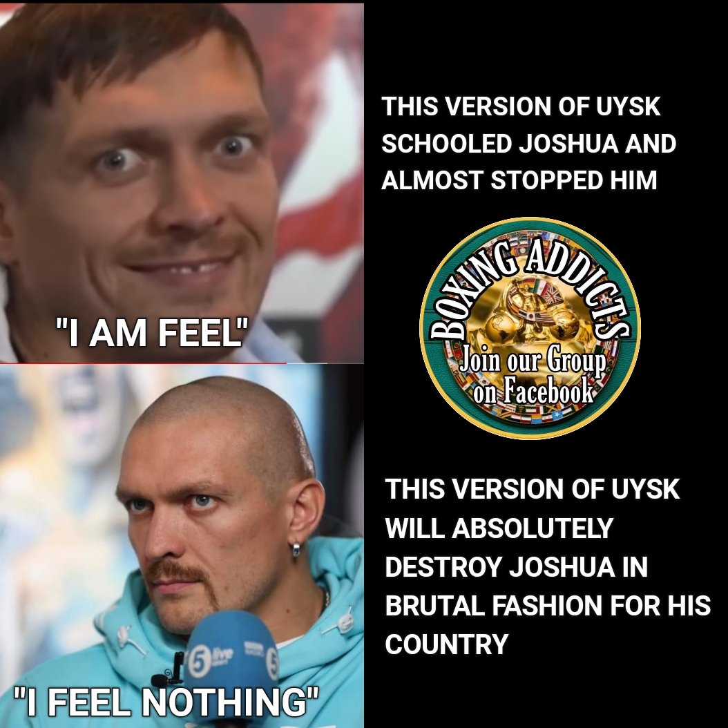 Boxing_Addicts's tweet image. Joshua is about to feel the full Wrath Of Ukraine.
@boxcommedia @daznboxing  #boxing #boxingmemes #usyk  #usykjoshua #anthonyjoshua #oleksandrusyk #ukraineboxing #ukraine @DanRafael1  @usykaa @BoxingPurely #anthonyjoshua #UsykJoshua2 #Ukraine
