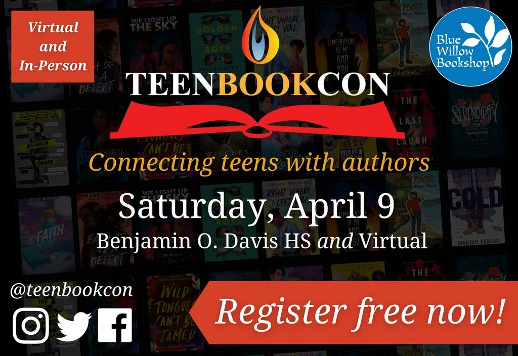Blue Willow Bookshop (@bluewillowbooks) on Twitter photo Have you registered for <a href="/TeenBookCon/">TeenBookCon</a>? 🤩
#Houston's YA Lit Festival is back April 9. We're excited to gather for this hybrid in-person + virtual festival.
Register free NOW to hear from 16 amazing authors, plus a keynote by <a href="/andimJULIE/">Julie Murphy</a> + @marissa_meyer! bluewillowbookshop.com/event/teenbook… Have you registered for <a href="/TeenBookCon/">TeenBookCon</a>? 🤩
#Houston's YA Lit Festival is back April 9. We're excited to gather for this hybrid in-person + virtual festival.
Register free NOW to hear from 16 amazing authors, plus a keynote by <a href="/andimJULIE/">Julie Murphy</a> + @marissa_meyer! bluewillowbookshop.com/event/teenbook…