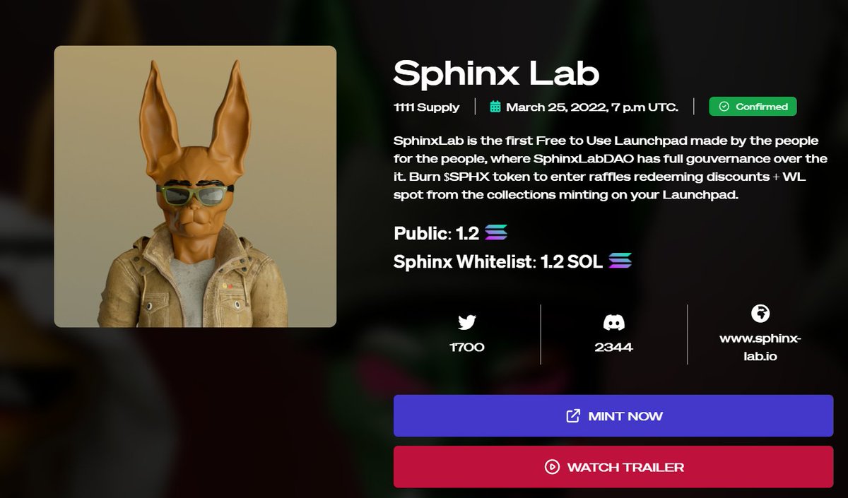 LabSphinx's tweet photo. Our ambassadors cannot wait to get to business already, so we decided to speed up the process : 

- 1:1 airdrop for holders
- The discount price of 0.6 sol for the rest of the 
   supply

 Oh btw, everything we promised is already delivered,
 Check by yourself 👇 https://t.co/RTUnTxj7Ta