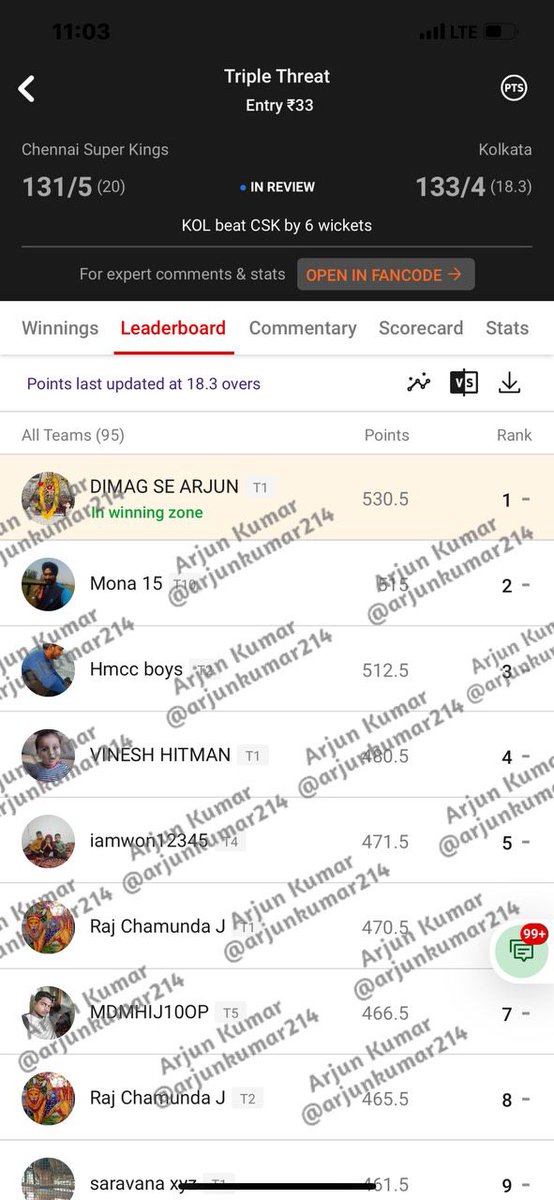 WE SAID IT. WE DELIVERED IT. 🙏

Another IPL that started with a BANG 🇮🇳 🙌

Cleared all:
– Head-to-Head Leagues ✅
– Small Leagues ✅
– Multi-member SLs ✅
– Mini GLs ✅

Join our channel for more such Dream11 teams/tips throughout the IPL:
t.me/arjunkumar214

#IPL2022