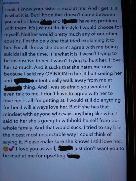 16McQueen's tweet photo. Gotta love having a homophobic family sometimes... a text to me and a message to my sister. https://t.co/5iNfVjtk43
