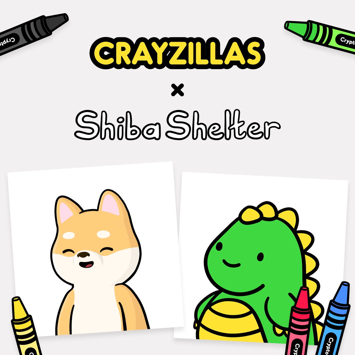 ShibaShelterNFT's tweet photo. Happy to announce that we've received more 20 whitelist spots for @crayzillas!🖍️

16 to be provided to shibe holders in our Discord 💖

4 to be won on this tweet - to enter:
1. RT &amp; Like
2. Follow @crayzillas  &amp;  @ShibaShelterNFT
3. Tag a waxy fren

Ends in Mar. 28, 11.30PM EST! https://t.co/244vem13qP