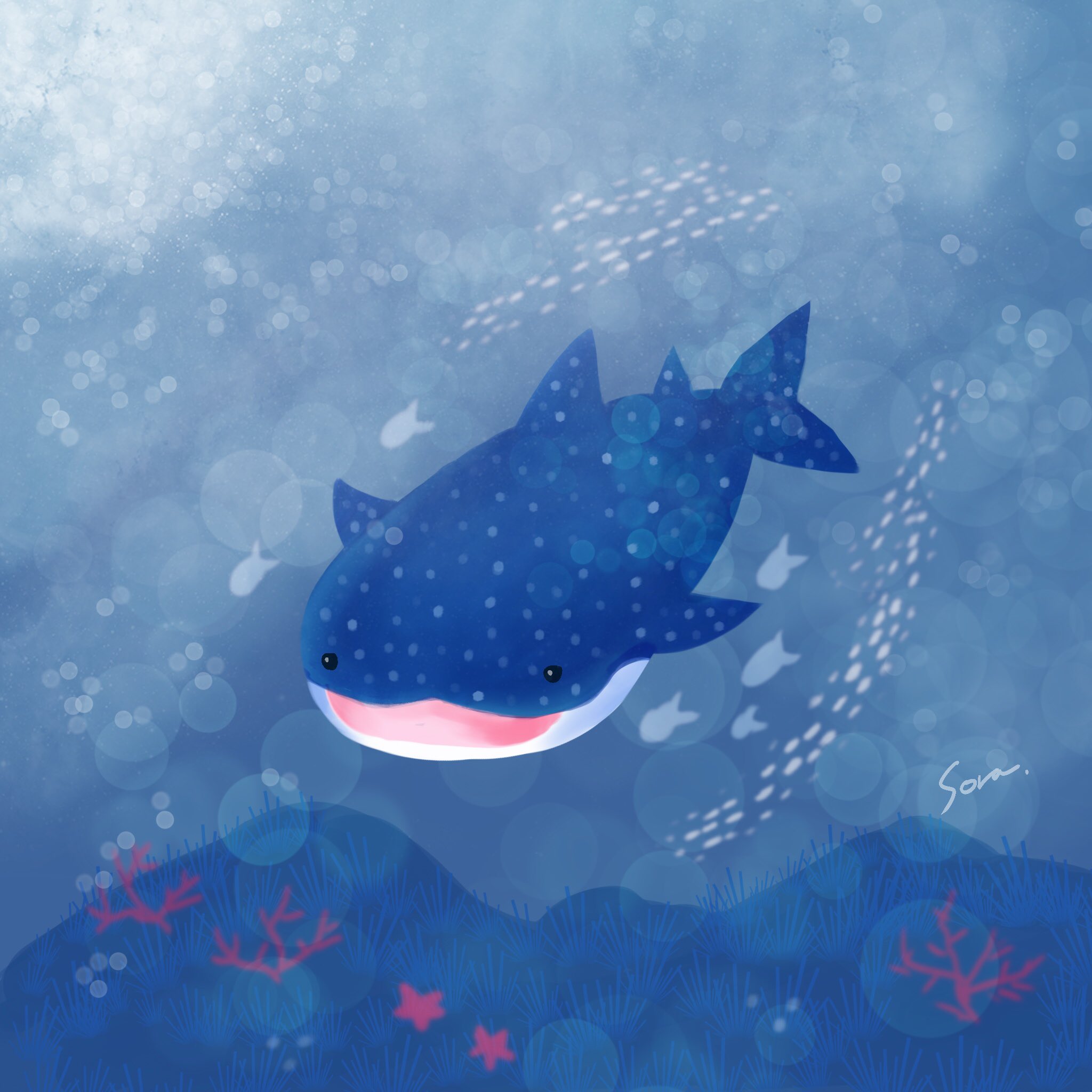 そら Lineスタンプ発売中 Al Twitter おはようございます お題箱に頂いたお題 ジンベイザメ を描きました 上手くかけたかは置いといて海の生き物描くのも楽しいです W お題ありがとうございました お題はゆるゆる募集中 T Co 2mshvpcfdx