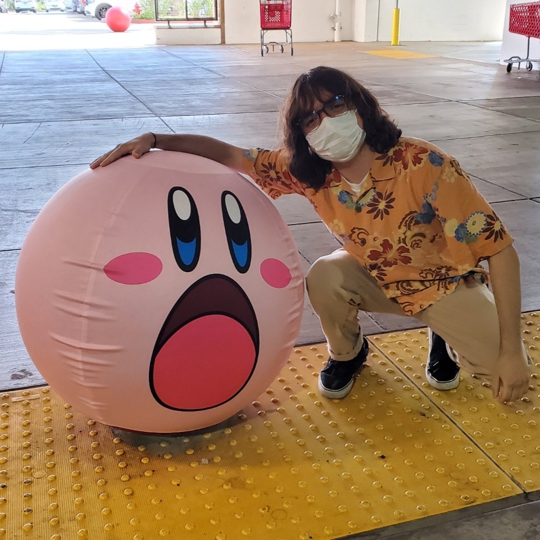 strood64's tweet image. literally no one asked so here's me with the Kirby ball!!!