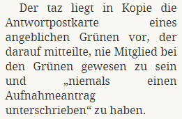 Ich denke mir diesen Scheiß nicht aus. Dieser Artikel stammt von 2006! Demnach hatte Ulrichs Ortsverband damals 600 bis 800 Mitglieder, mehr als Frankfurt am Main, eine Stadt mit ca. 750.000 Einwohnern. Saarlouis hatte damals 38.000. WTF. 56/x  https://taz.de/Unglaublich-viele-Gruene-an-der-Saar/!390943/