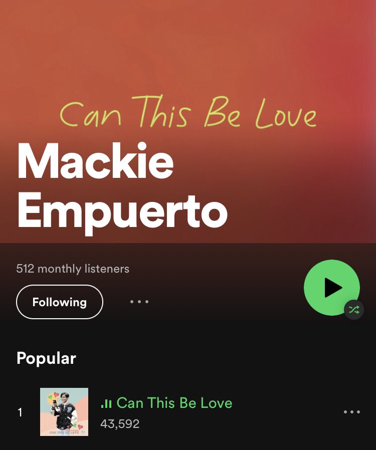_mackiesquad's tweet photo. 📢 Streaming update

On our way to his 50k streams on Spotify. Kindly stream also on YouTube!🤗

#MackieEmpuertoCanThisBeLove
#MackieEmpuerto https://t.co/VlOtEDJ4zg