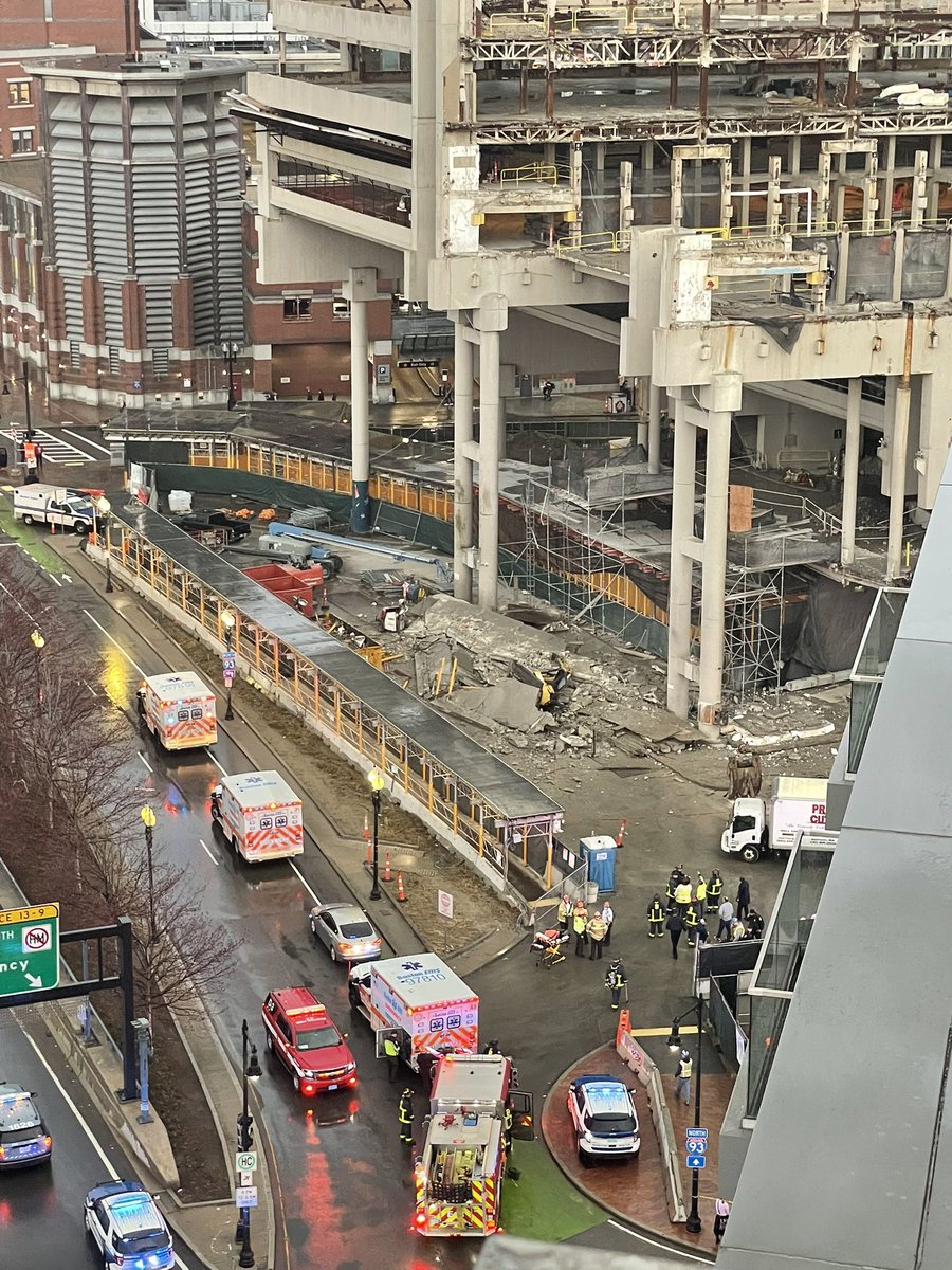 EmilyMaherTV's tweet image. A neighbor just shared these photos of the collapse. You can see a piece of construction equipment in the debris. #wcvb