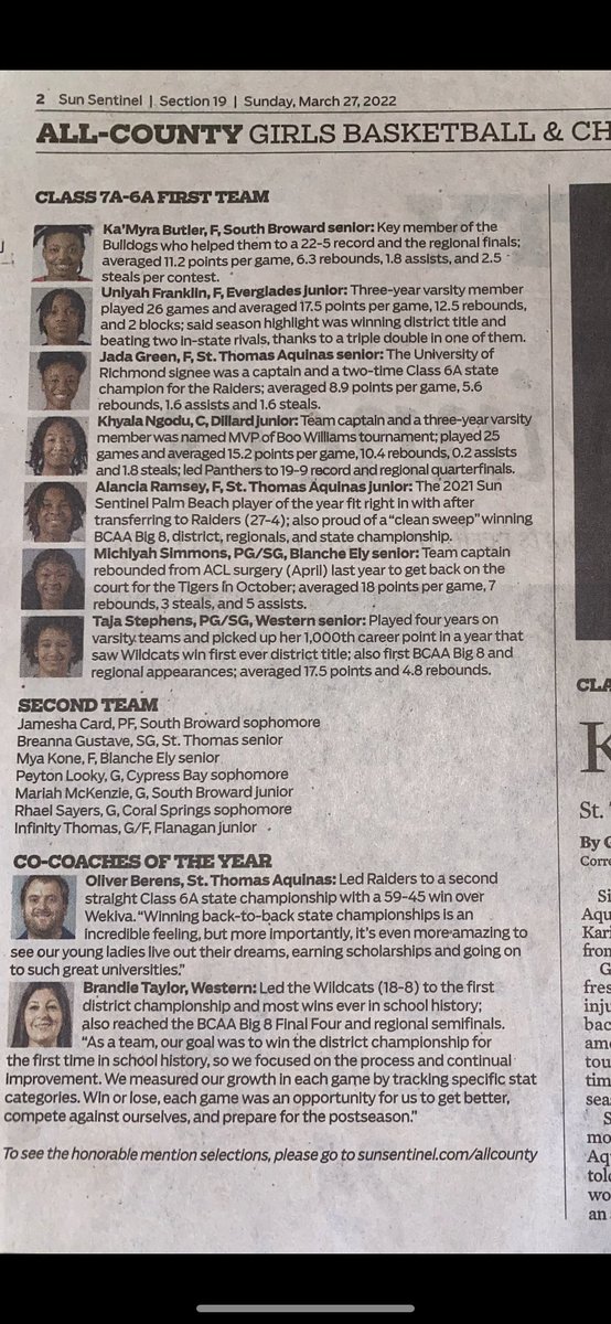 Congratulations to @jagreen11_ and @alanciaramsey on being named to @SSHighSchools First Team All-County!! And to @GustaveBreanna on 2nd Team All County! Very proud of all of you 🏀 @AquinasRaiders