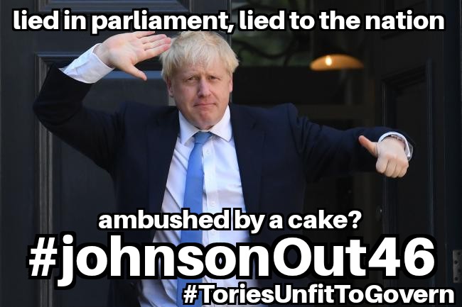 _JamesJack_'s tweet photo. lied in Parliament,lied to the nation
ambushed by a cake?
#Johnsonout46
#ToriesUnfitToGovern https://t.co/HWb11N91sx