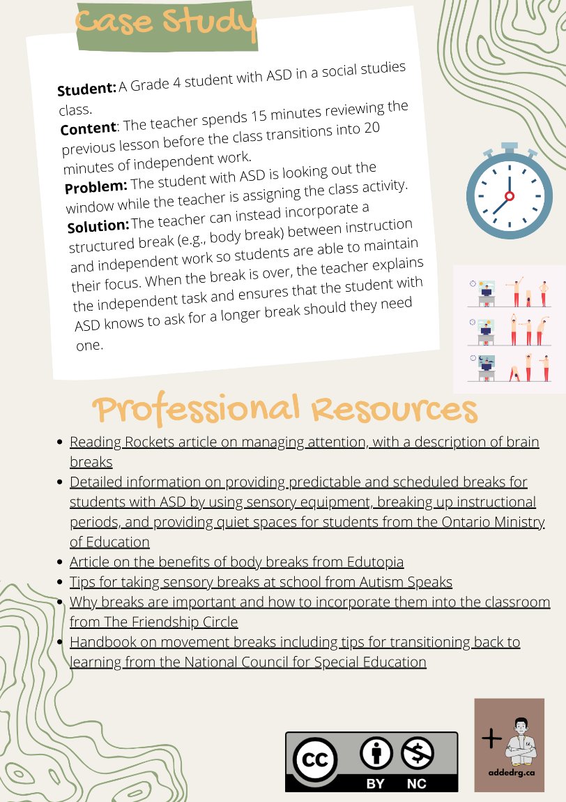 AddedResearch's tweet photo. What is meant by "more frequent breaks" on an IEP? Is your education team all in agreement? Get on the same page with our latest #EdGuide (for text version and more guides see: https://t.co/kZ6fXOx1NL) @ONTSpecialNeeds @otffeo @OntEdChat https://t.co/Lf13lyfxGl