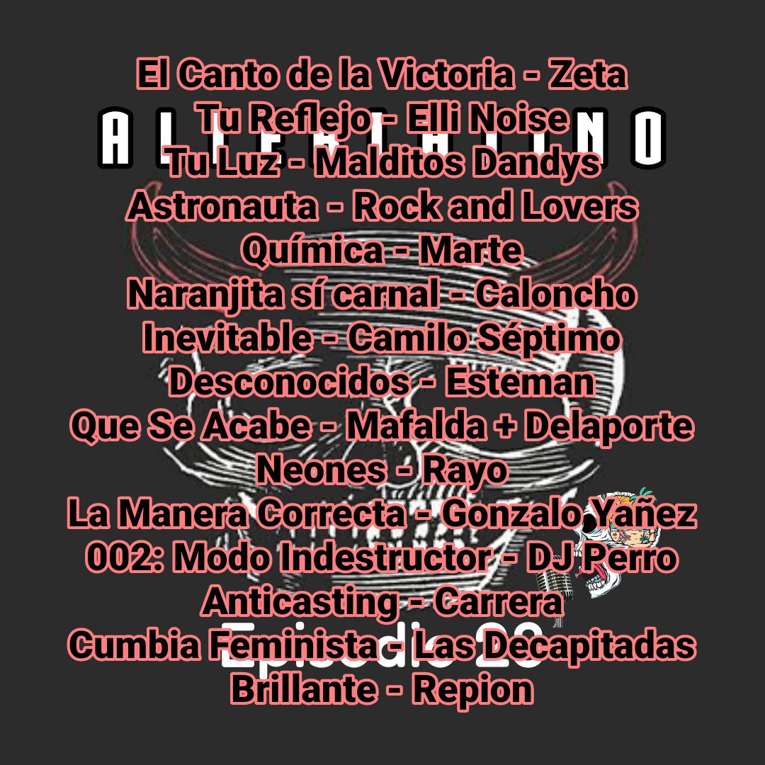 Lo que sonó en el episodio 28:
<a href="/join_zeta/">Zeta</a>
<a href="/ellinoiserock/">Elli Noise</a>
<a href="/MalditosDandys/">Malditos Dandys</a>
<a href="/rockand_lovers/">Rock And Lovers</a>
<a href="/martebnd/">MARTE</a>
<a href="/elcaloncho/">Caloncho</a>
<a href="/CamiloVIImx/">Camilo Séptimo</a>
<a href="/estemanmusic/">Esteman</a>
@Mafaldamusic + <a href="/Delaportemusic/">Delaporte</a>
#Rayo
<a href="/gonzaloyanez/">Gonzalo Yañez</a>
<a href="/DJPerroMX/">DJ Perro</a>
<a href="/somos_carrera/">Carrera</a>
<a href="/decapitadas/">Las decapitadas</a>
<a href="/repionband/">REPION</a>
Aquí el podcast
spreaker.page.link/auNEUXo1ukGf6R…