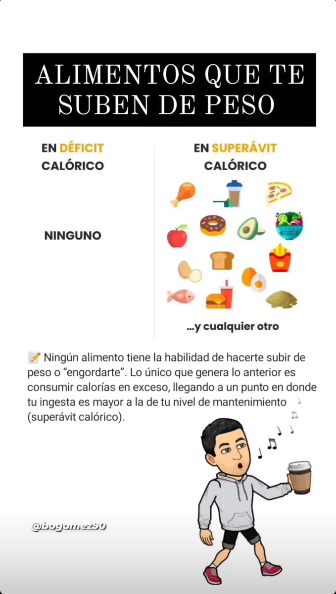 BOGomez90's tweet photo. ALIMENTOS QUE TE SUBEN DE PESO
en déficit calórico ninguno
en superávit calórico cualquiera https://t.co/xfCHhOZ3ar
