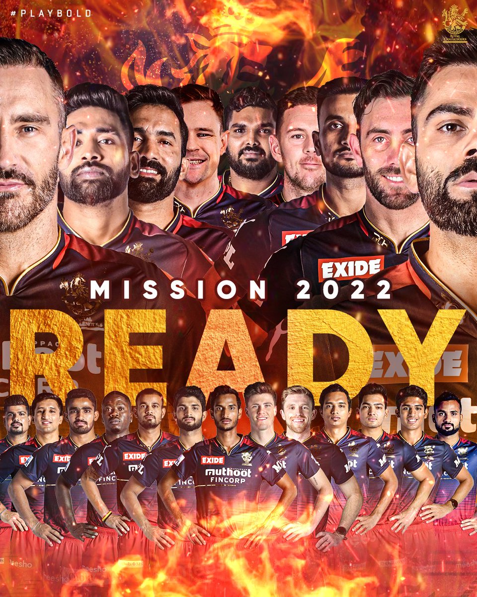 RCBTweets's tweet photo. MATCH 1️⃣ of #Mission2022 and the Royal Challengers are ready to #PlayBold. 😎🔥

Let’s back our stars 12th Man Army because we’re #StrongerTogether!💪🏻

#WeAreChallengers #IPL2022 #RCB #ನಮ್ಮRCB #PBKSvRCB https://t.co/VxgdGQVgM0
