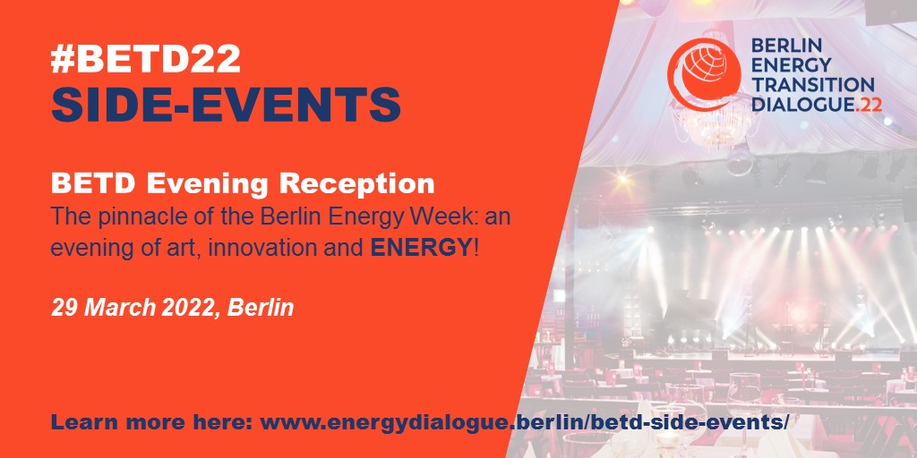 greensofa_betd's tweet photo. Join another #highlight on day 1 of the #betd22. The #EveningReception offers an #exclusive #networking #opportunity. Or follow #online as live #participation is #limited!
@BMWK @GermanyDiplo @bEEmerkenswert @BSWSolareV @dena_news @eclareon_Berlin https://t.co/oy5Cf2rBDg https://t.co/kMPQNrmEYy