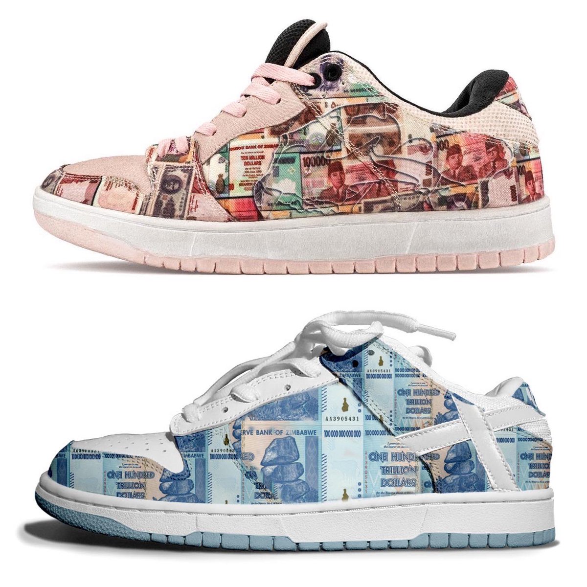 Size 10 - Kito Wears Root Of All Evil NIB Low Dunk Casual Preppy Sneakers‎ Shoes Kito Wares “Root of all Evil” Money Sneakers! Brand... | Depop main image 2