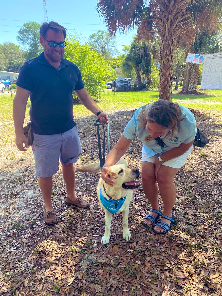 MyClearwater's tweet photo. Brinkley gets a pet from councilmember Kathleen Beckman at the Spring Branch #neighborhood block party. Brinkley’s dad, @Jared_Leone, is the city’s environmental advisory board chairman. https://t.co/GsdAbiS7oI