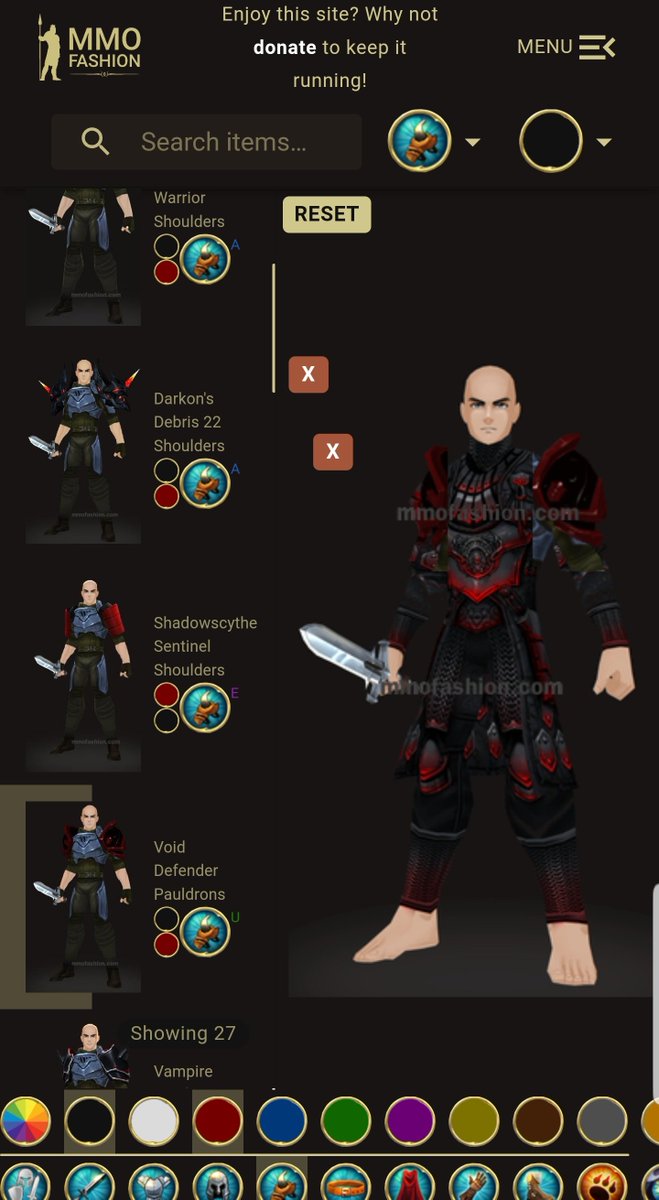 drouxdev's tweet photo. AQ3D Set Builder update:

- Improved colour/type selector
- Improved shoulders/belt crop
- Item list fits on mobile screens

Try it out:
https://t.co/6CydqaUKQ2

#AQ3D https://t.co/5xk7TMtdqG