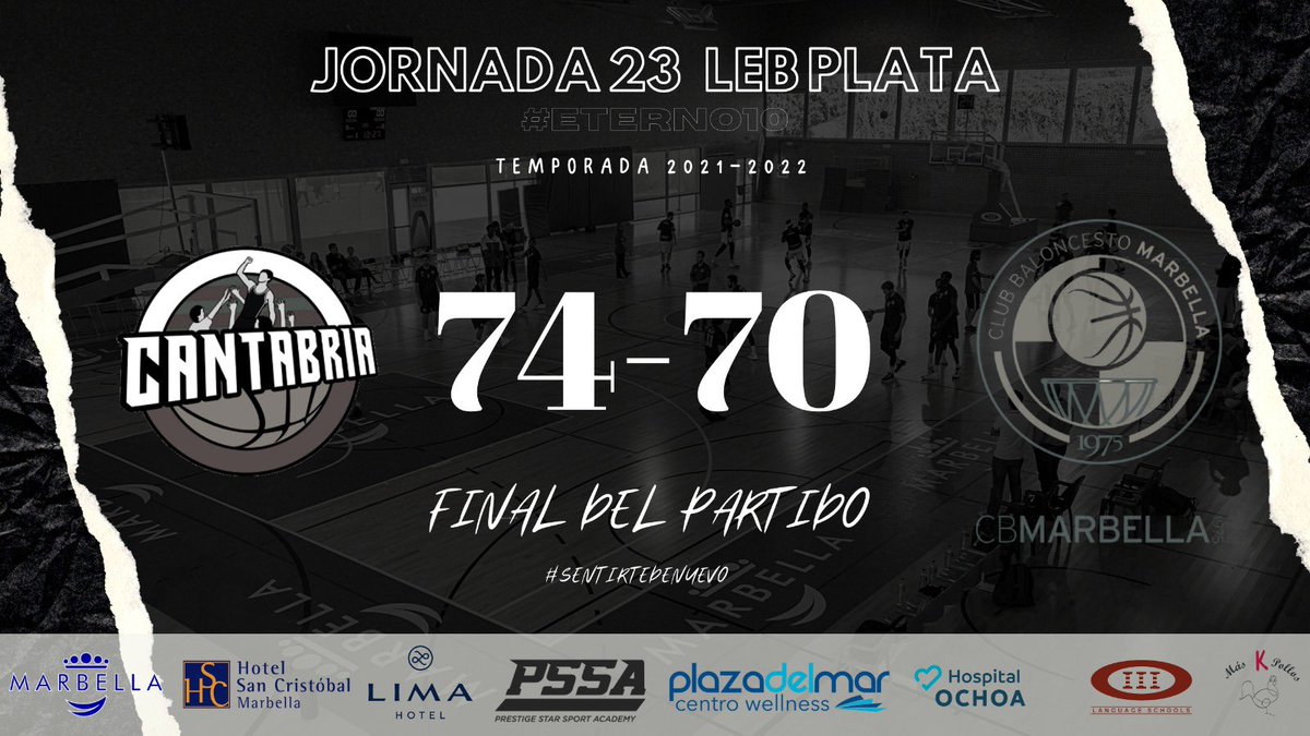 CBMarbella1's tweet photo. 🔊 #Directo 🔥 I 

🔖 Final 4Q 🔚 #LEBPlata

➡️ @GrupoAlegaCBT 7️⃣4️⃣🟢
➡️ @CBMarbella1 7️⃣0️⃣🔵

🎙¡Se acabó en Cantabria! Qué manera de pelear y de creer. No pudo ser, pero el líder sufrió para ganarnos. ¡Seguimos creyendo! 

✨ #Eterno10

🔵⚪️ #CANCBM #CBMLive https://t.co/U6bryr0uvh