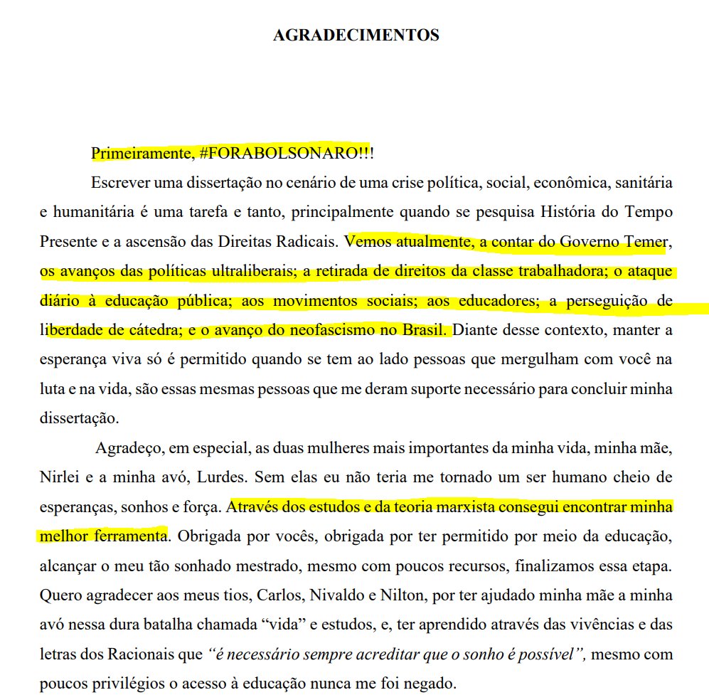 Esse tipo de calúnia e difamação não pode passar em branco. Uma rápida pesquisa na internet mostrou que a autora de tal trabalho é claramente militante política, levando em conta a própria introdução da sua dissertação e dos posts em rede social.