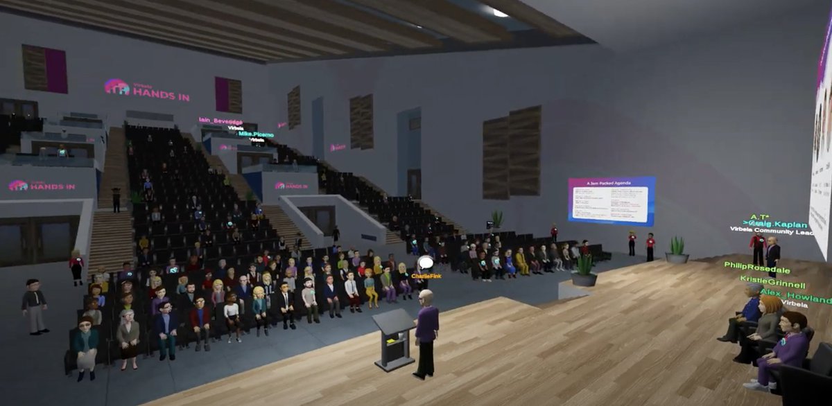 Octosmos's tweet photo. @digitalfemme @SecondLife @OVRtheReality Hi @digitalfemme! Posted in the original post too, but wanted to clarify that full rendering is possible in this platform (Virbela) by adjusting the quality settings. Here are screenshots taken at the same time with higher quality settings. 400+ avatars at this event + a DJ 🪩 https://t.co/GZHnK0x96r