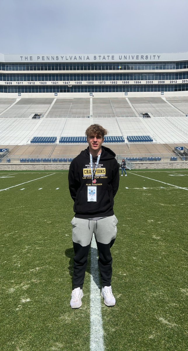 joey_palko's tweet photo. Penn state visit was great! Thank you for the invite!🔵⚪️ @coachjfranklin @ZemaitisTouch_ @ZemaitisTouch_ @mcgeoy11 @bobby_walchak https://t.co/mj8S5MzxCT