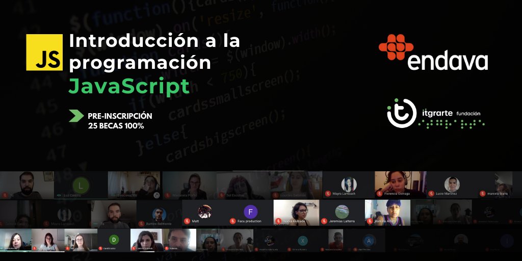 itgrarte's tweet photo. Abrimos inscripciones para Programación #JavaScript de la mano de @endavalatam y dictado por @MiguelBarrazaAr 📢

Priorizamos la participación de personas con discapacidad brindando contenido y dinámica con perspectiva de accesibilidad.

📌 Anotate en https://t.co/Ic7dD9uvU1 https://t.co/EalAEP3ZsB