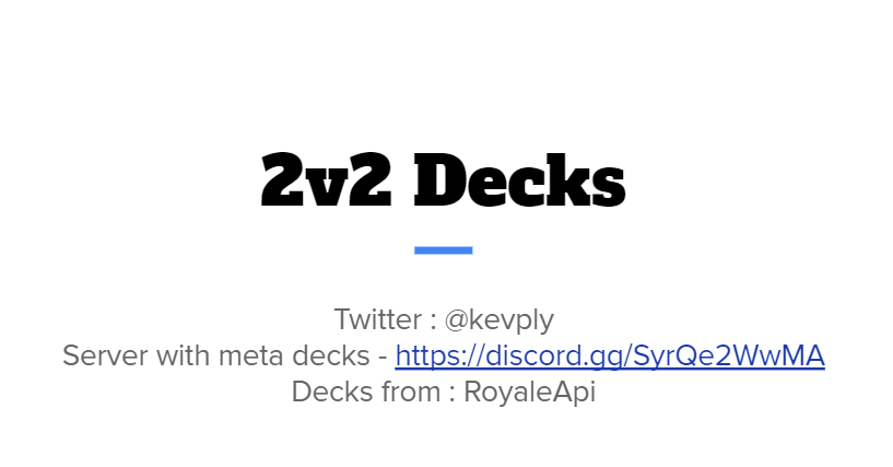 File with 2v2 Decks 🗂

Requirements to do:
• Follow me 📌
• Retweet it 🔁
• Dm me to get it 📩

If you have any suggest/opinions write in comments or dms 📨