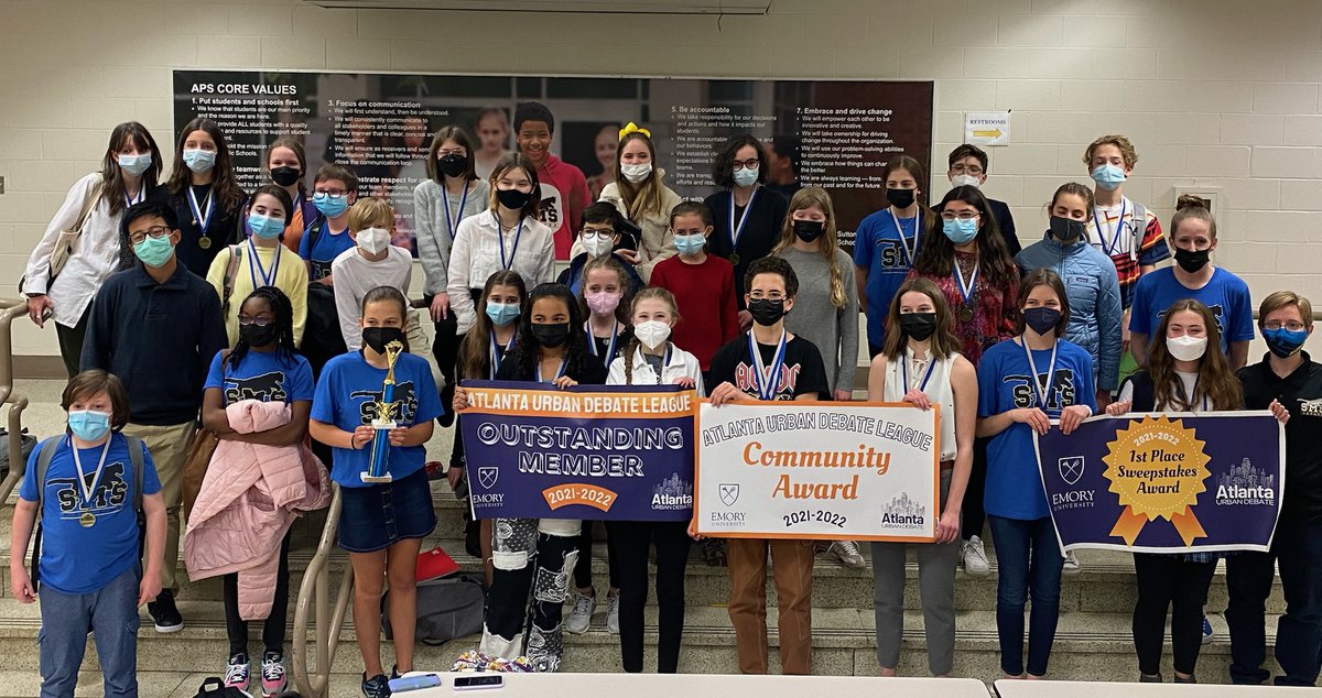 Burdis_SMS's tweet photo. Sutton's Debate team won big at today's State Championship! They earned the Community Award, 1st Place overall, and a variety of individual student awards! It was another awesome season with @atlantadebate! @SuttonPrincipal @Fritsche_sms @Kay_Stew_APS_SS @NAUDL1  @SuttonPTA https://t.co/kCcnlqT6zy