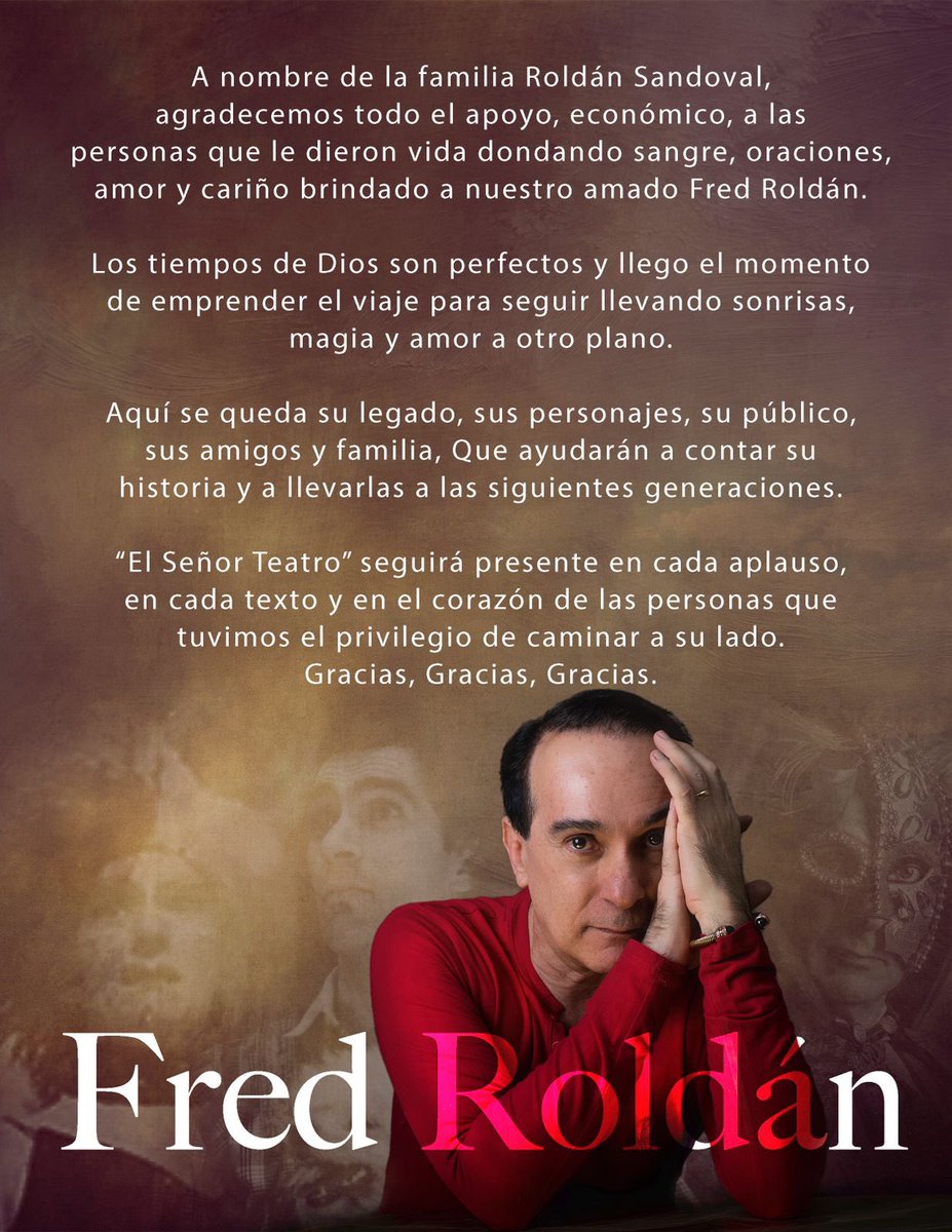 Te amo, papá. Eres lo más hermoso que me ha pasado. Estoy tan orgulloso de tu fuerza, de tu lucha, de tu vida… te admiro TANTO. 

Lupita Sandoval, Fred Sandoval y yo continuaremos tu legado. Vuela alto, busca tu luz. 

¡Adelante, MOWGLI!