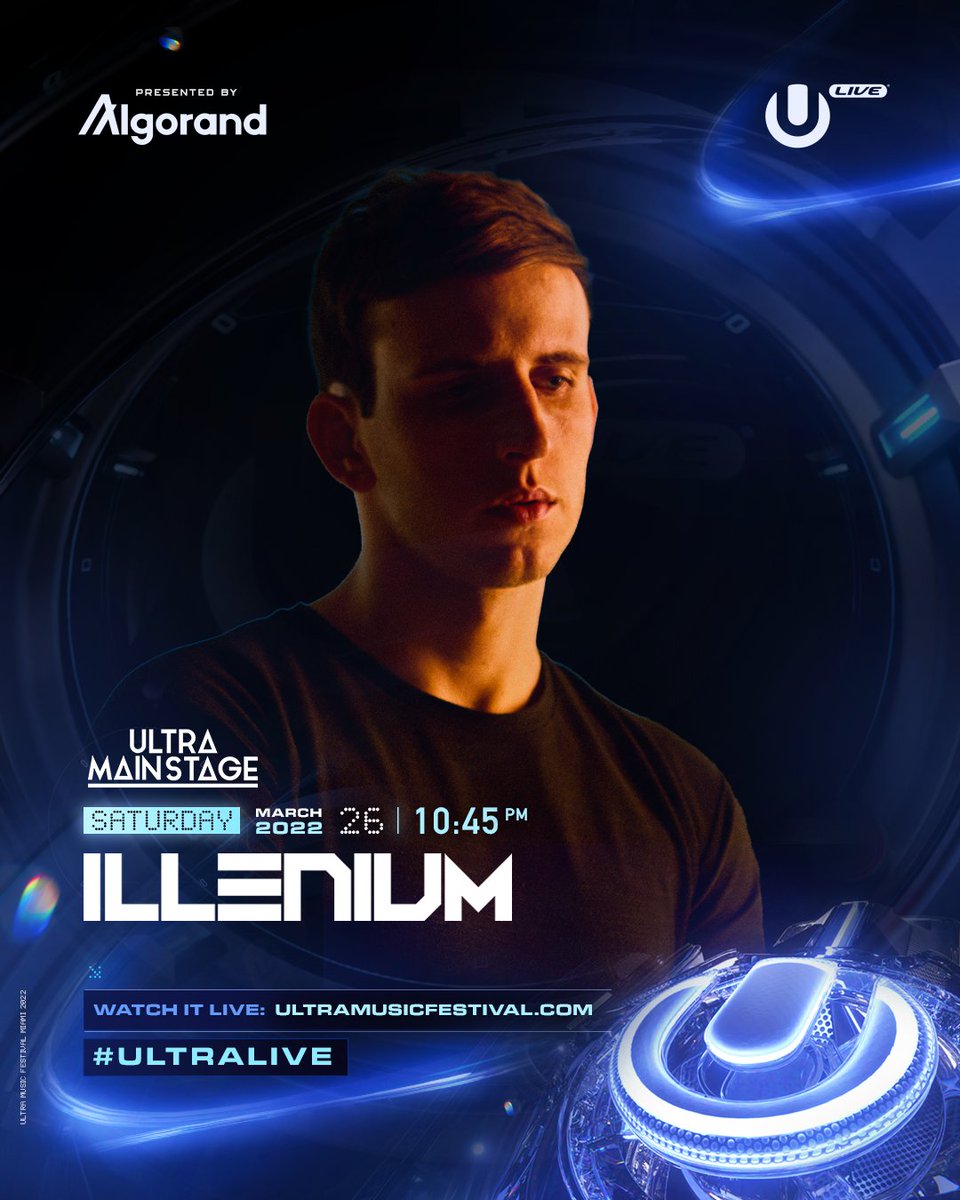 ultra's tweet photo. You won't want to miss this. @ILLENIUM is streaming NOW from the Ultra Main Stage! Watch on #ULTRALIVE presented by @Algorand at https://t.co/q2SvRJvVSS https://t.co/N39kS8whIv