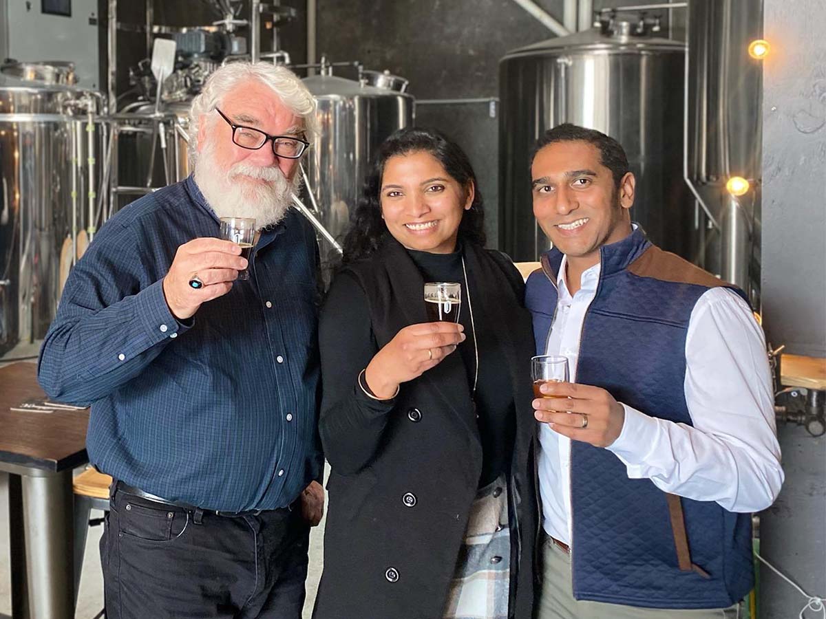 At the end of our tour, I ended up with Vrithi and Vik of Epicurious Passport at <a href="/ObecBrewing/">ObecBrewing</a>.